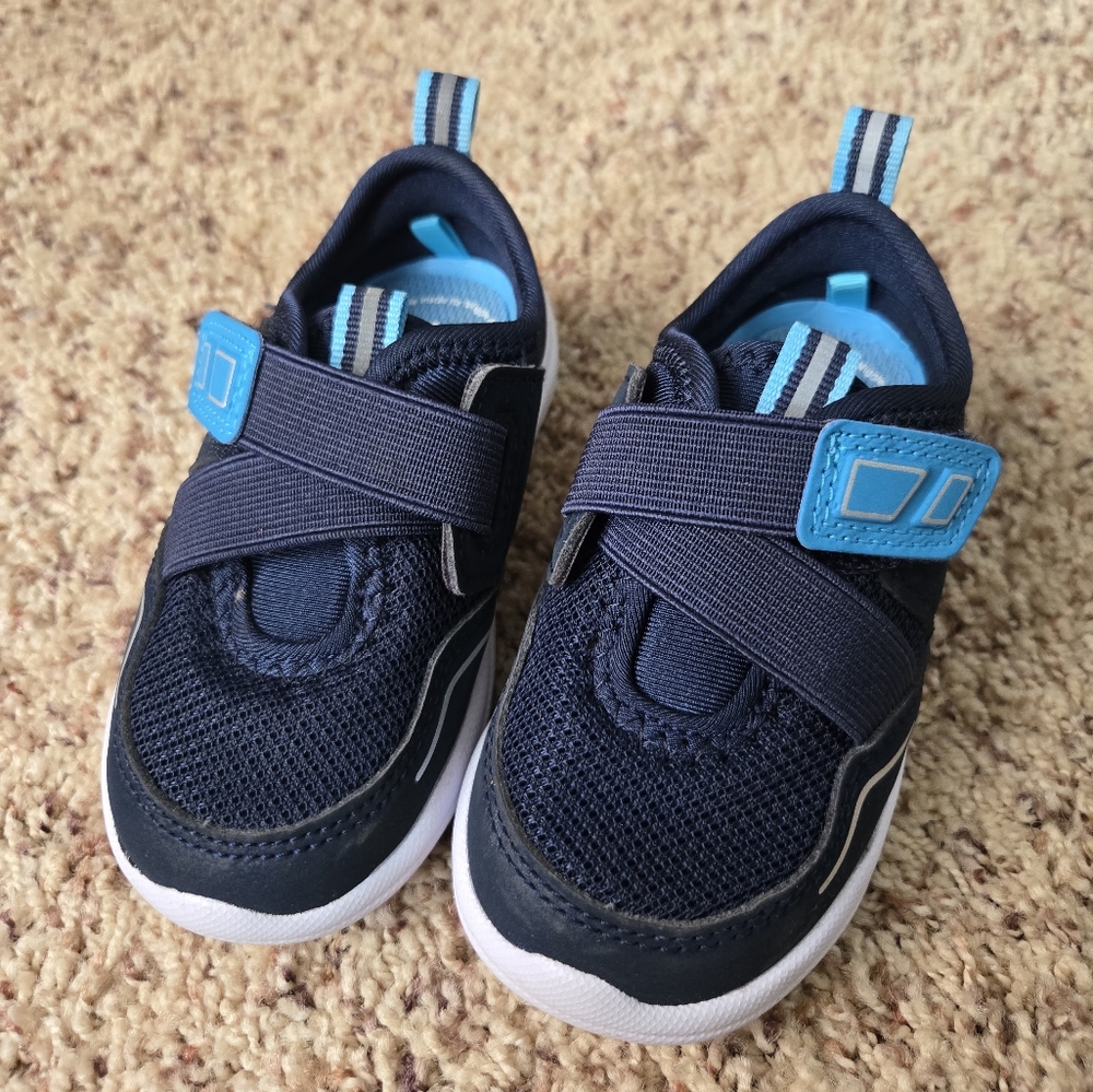 Navy Blue Baby Sneakers with Light Blue Accents